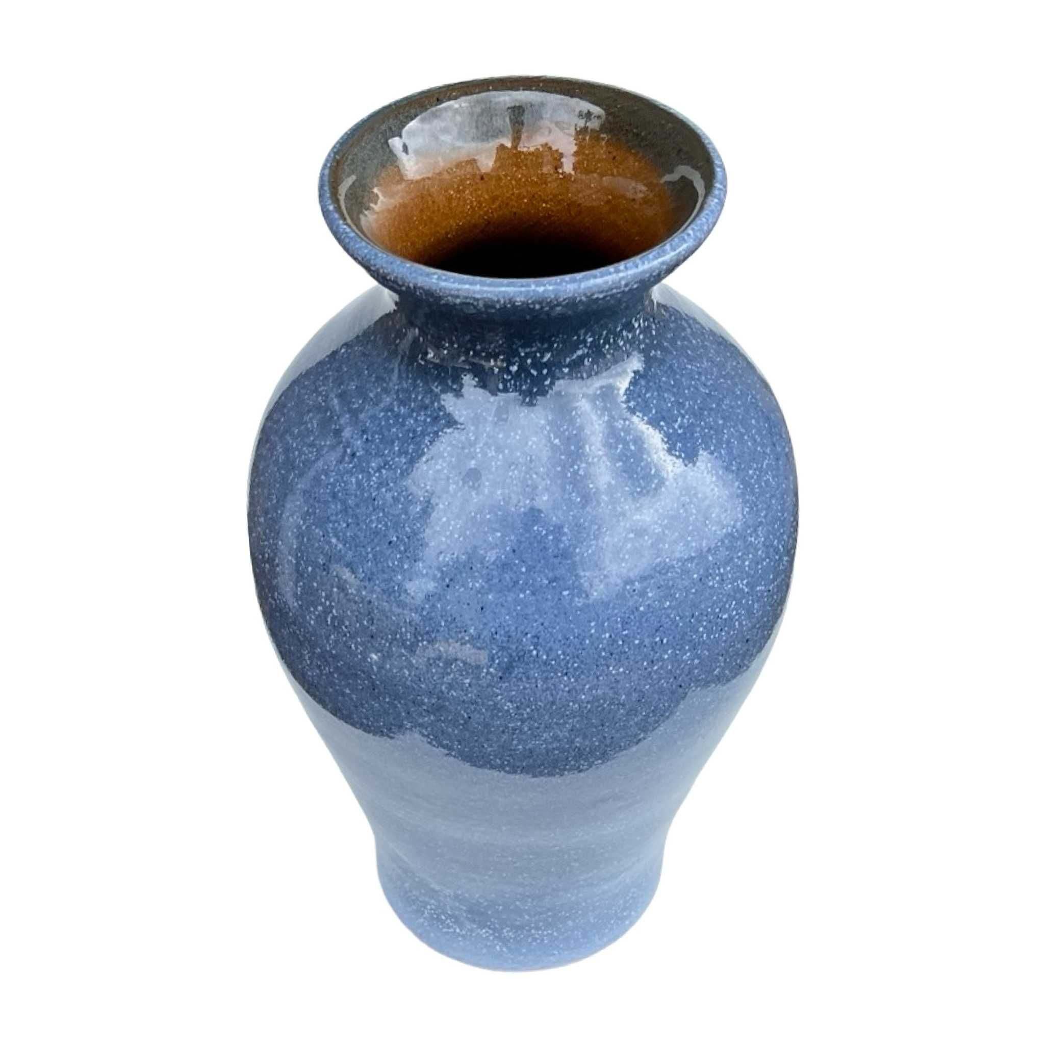 Wazon ceramiczny niebieski szkliwienie reaktywne Niemcy lata 70.