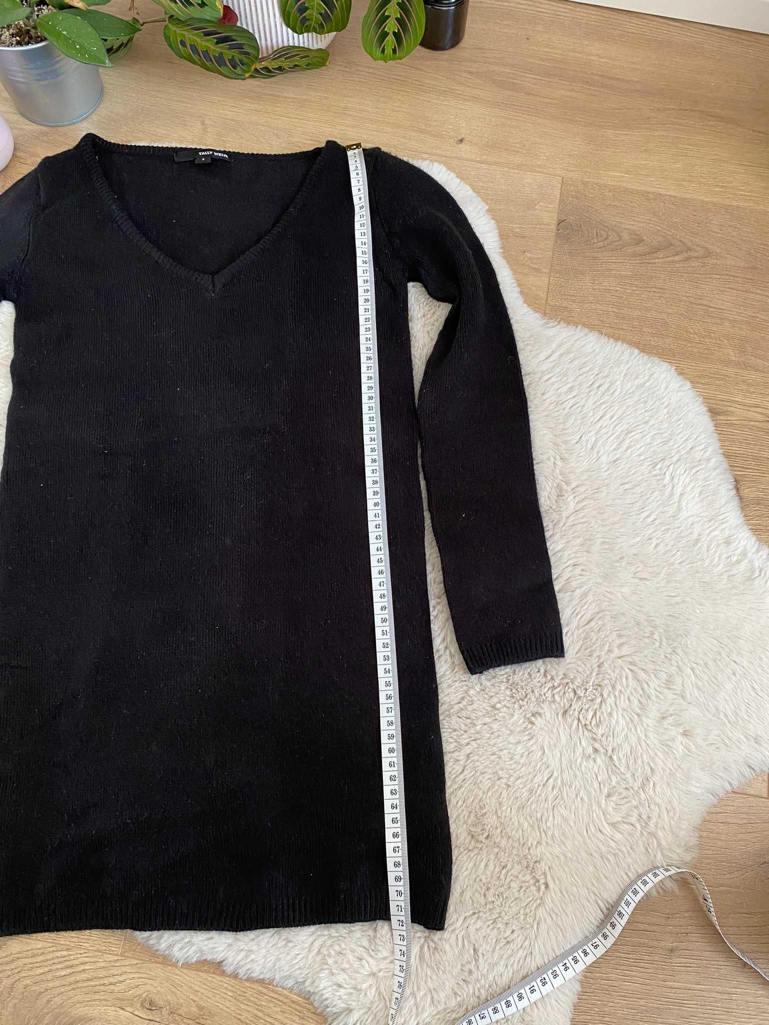 Czarna elegancka swetrowa sukienka rozmiar S Tally Weijl