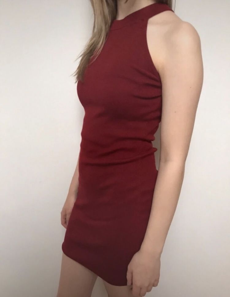 Dzianinowa sukienka prążkowana z dekoltem halter Vintage Dressing XS 3