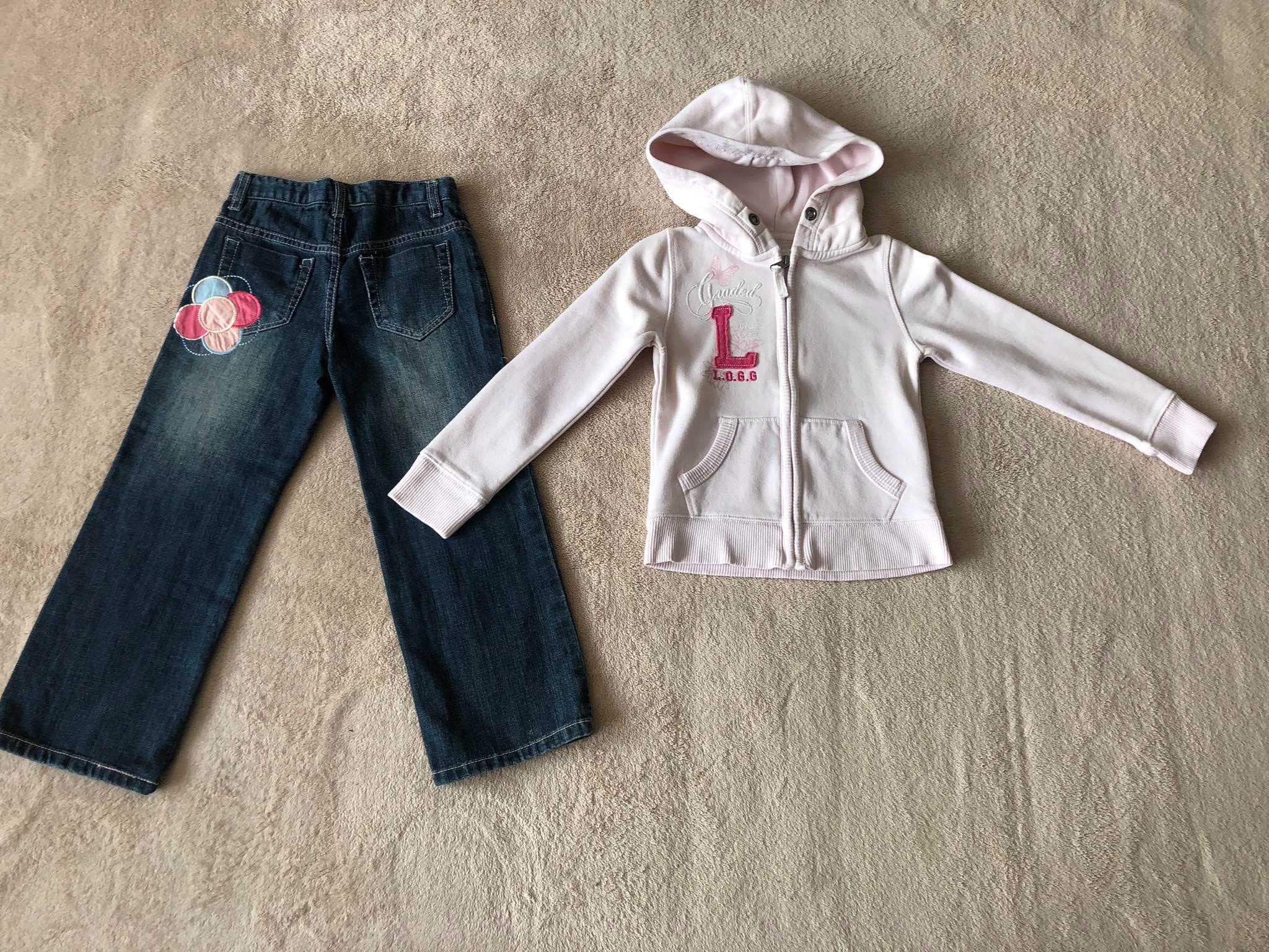 Zestaw dziewczynka 110: bluza H&M + jeansy 5-10-15