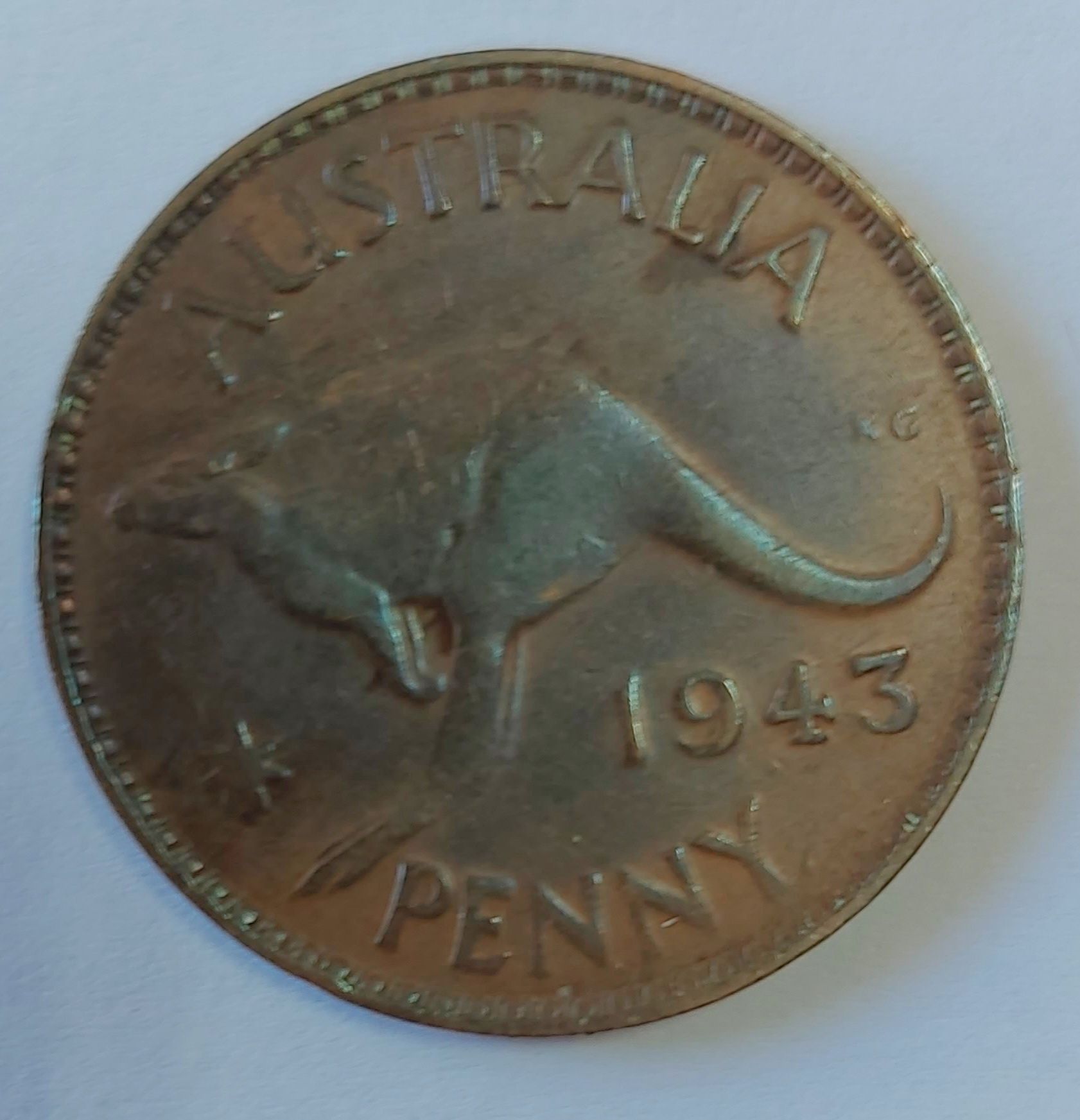 Moeda Austrália 1 Penny (Rara) do  Ano 1943