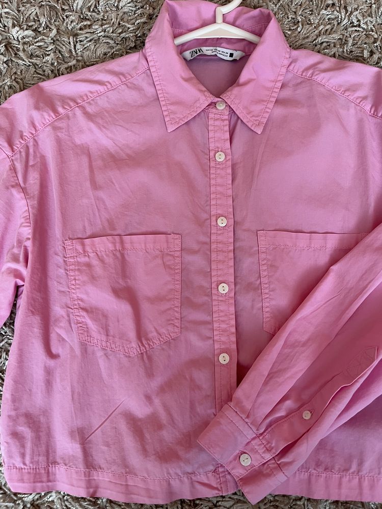 Zara вкорочена сорочка рожева XS