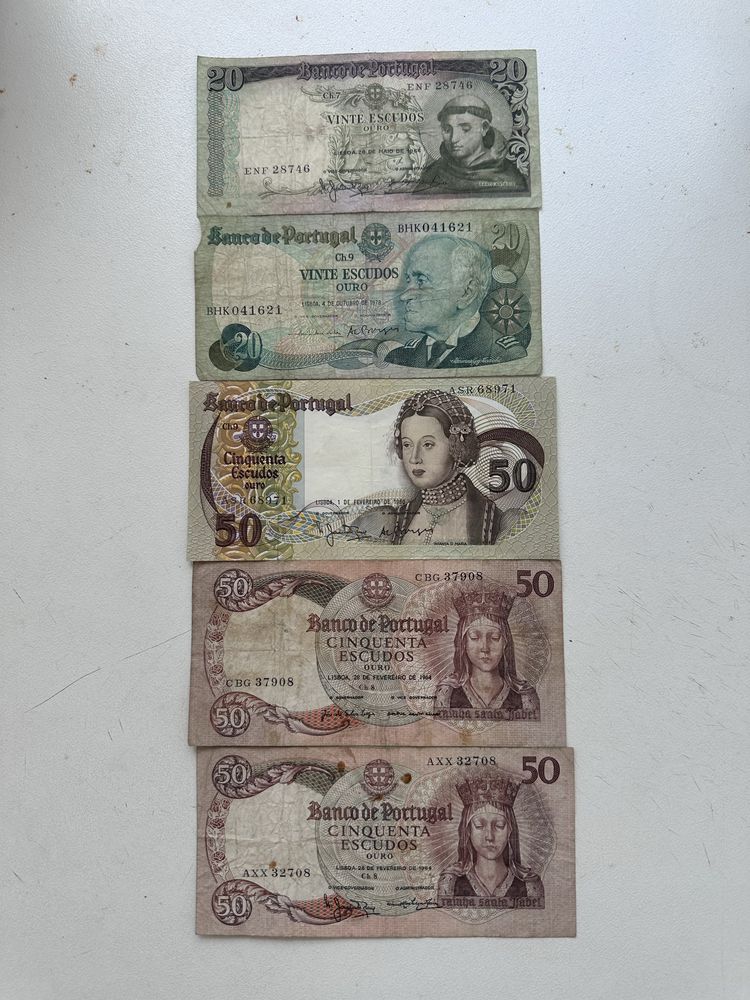 Notas de 20 e 50 escudos