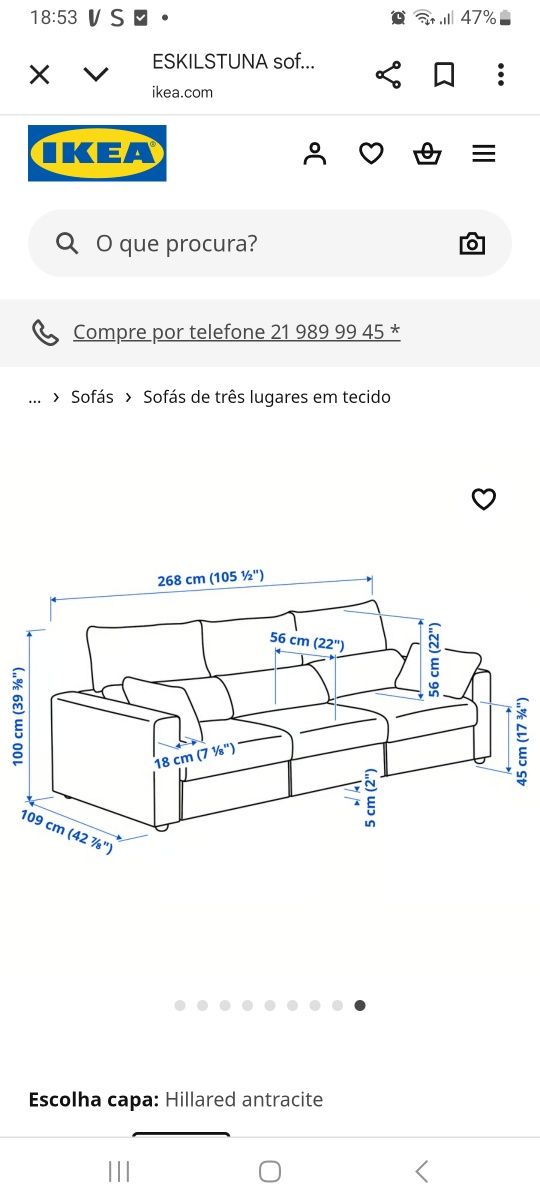 Sofá ikea 3 lugares