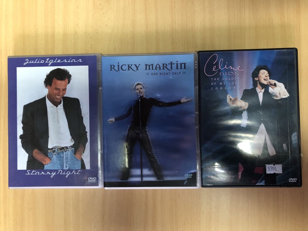 3 DVD Musica Celine Dion / Ricky Martin / Julio Iglesias