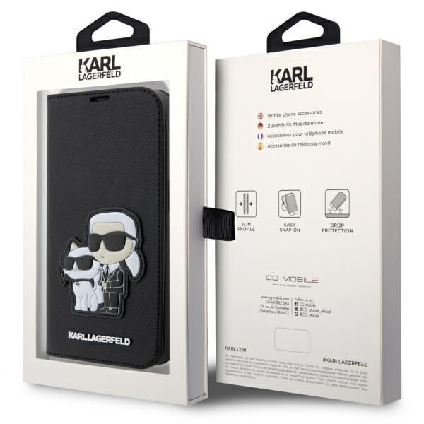 Etui na iPhone 14 Pro Karl Lagerfeld Saffiano Karl&Choupette