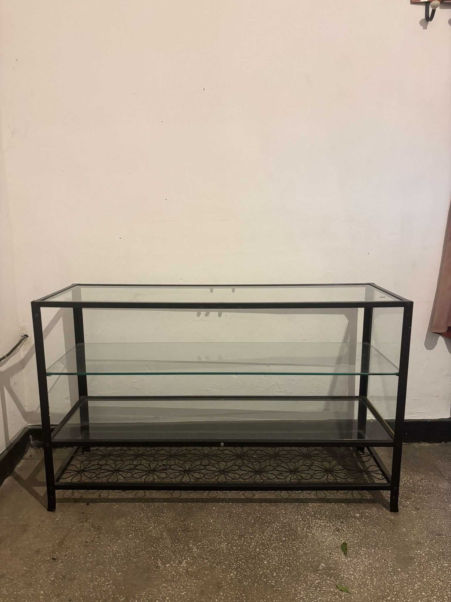 Półka szklana metalowa PRL 118x73x40 cm