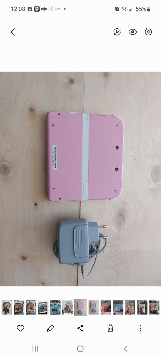 Nintendo 2 ds cor rosa com caneta e carregador