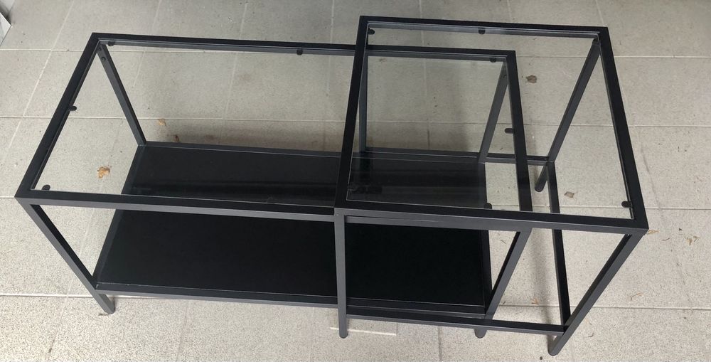 Zestaw 2 stolików kawowych szklanych loft seaford ława szklana