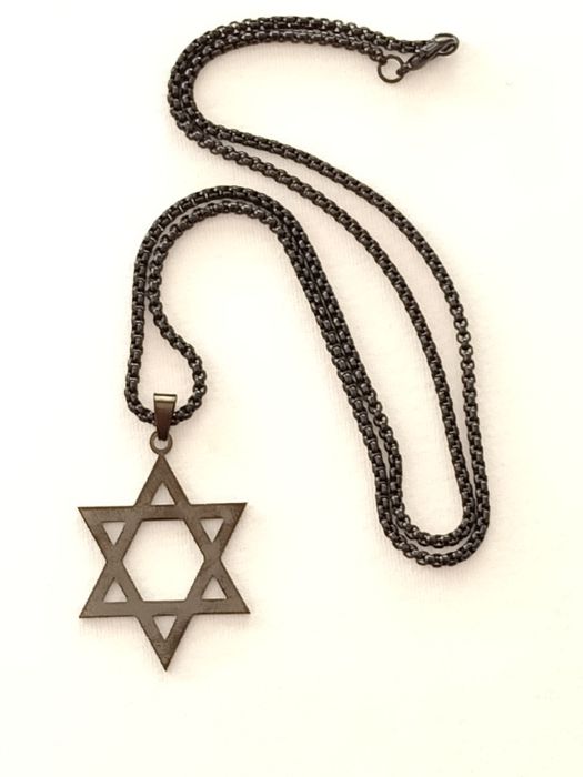 Nowy naszyjnik z gwiazdą Dawida w kolorze czarnym, wisiorek zawieszka