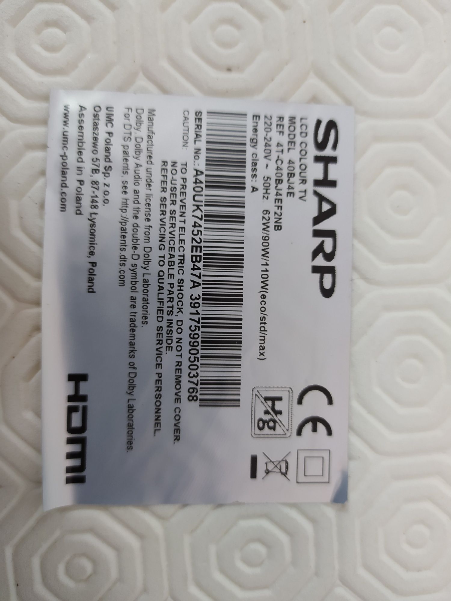 Mainboard de tv Sharp 40"