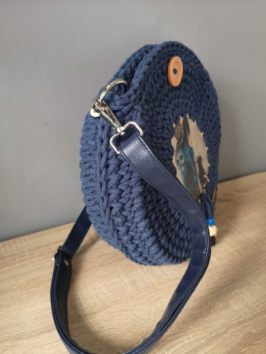 Torebka gotycka sznurkowa + obraz 40x50 - czarownica z kotem