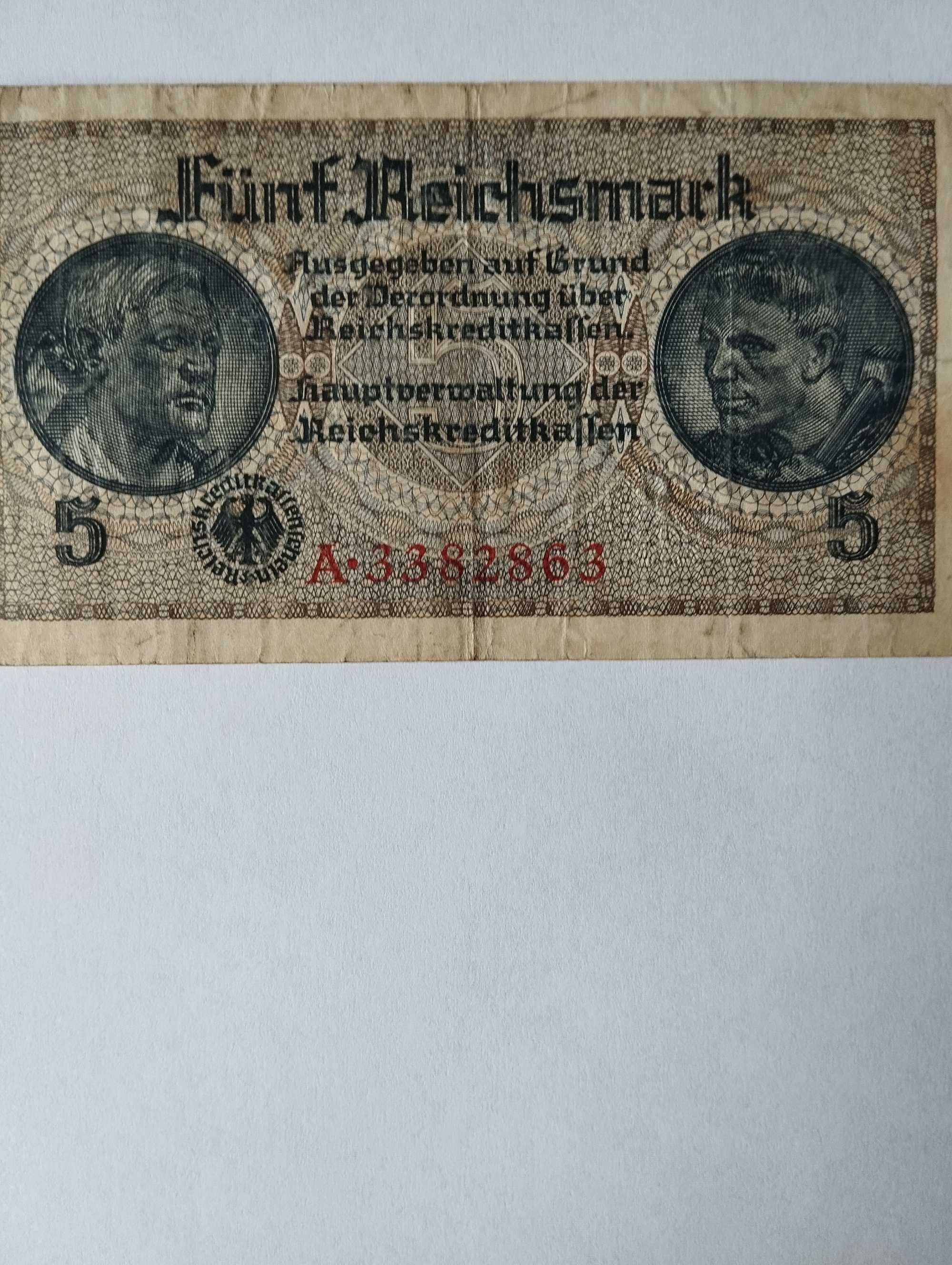 Банкноты 5 рейхсмарок,1940-1945гг