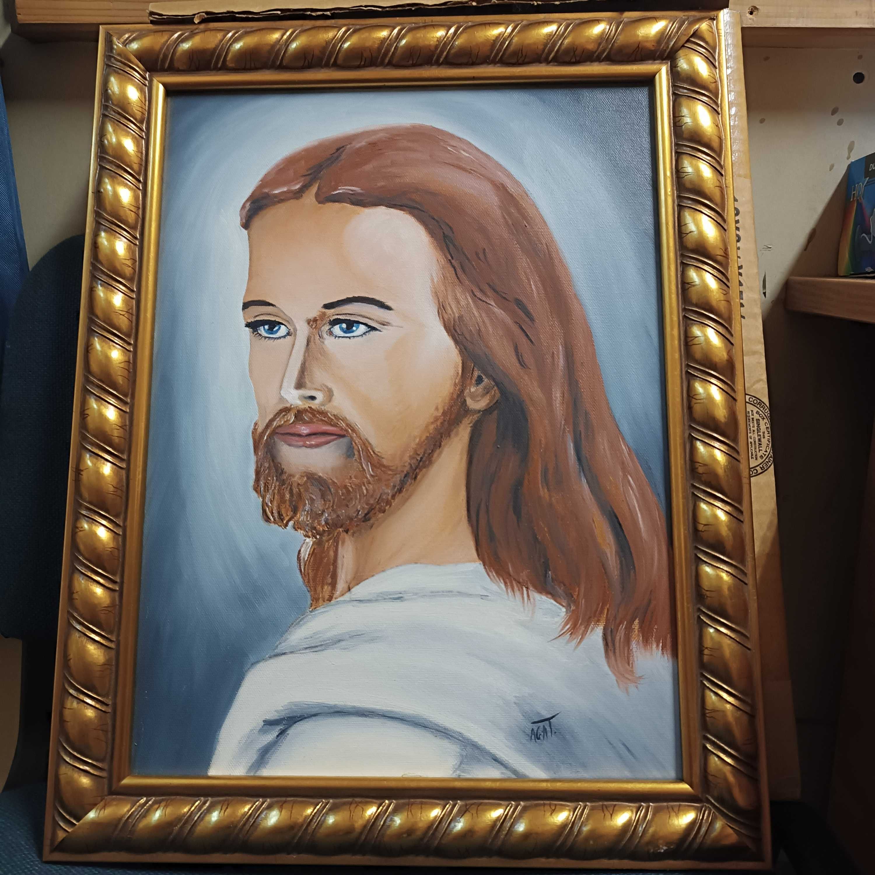 Obraz 'Jezus" malowany olej na płótnie 38x48 cm