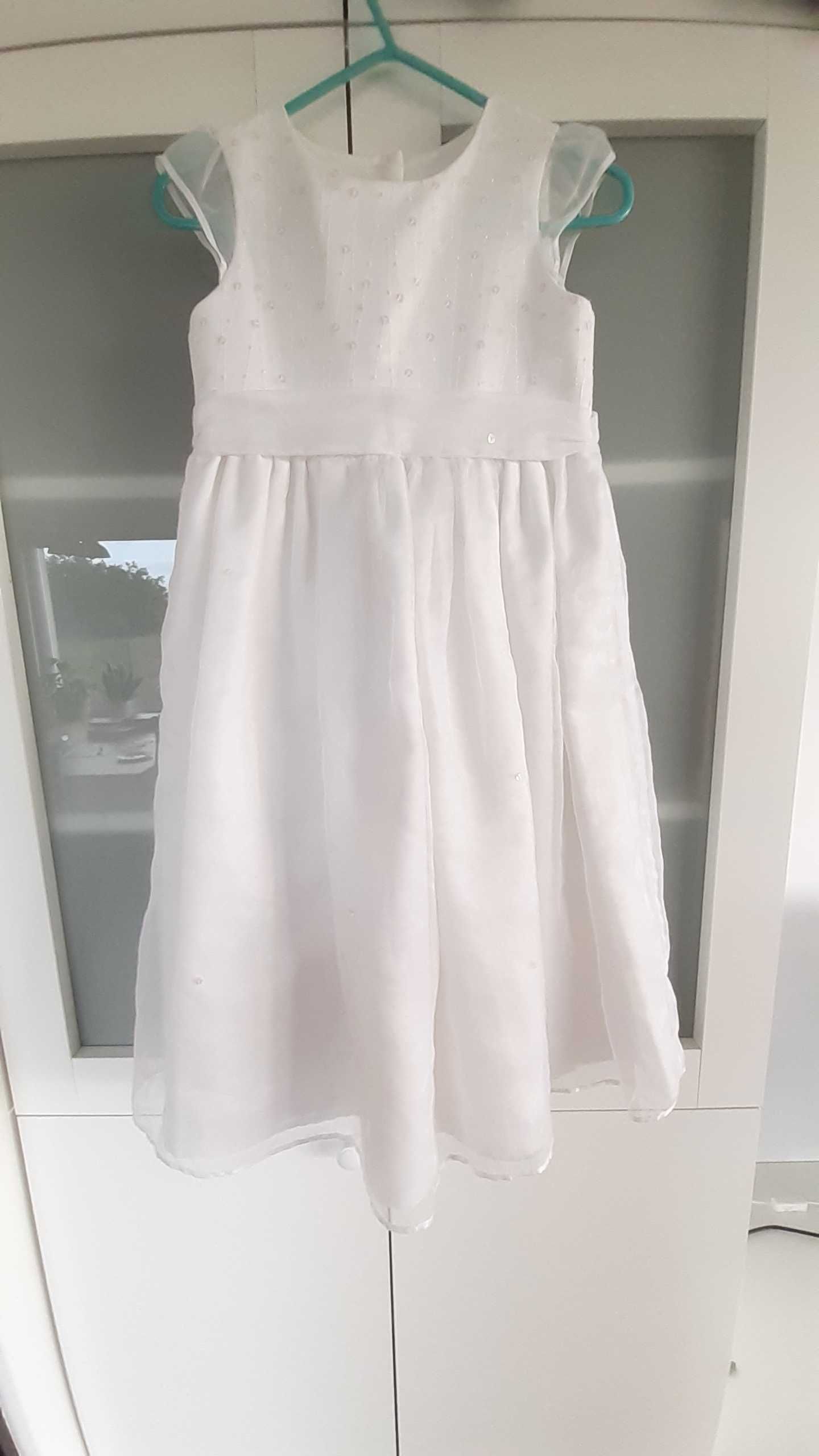 Sukienka biała na wesele dziewczynka 7-8 lat rozm.128-134