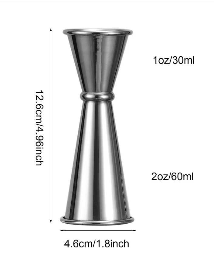 Барный джиггер (мерный стаканчик) объемом 50/25, 40/20 и 30/15 мл.