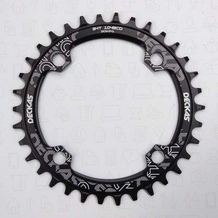 DECKAS 104BCD zębatka narrow wide 32T 34T 36T 38T czarna okrągła