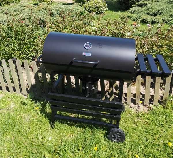 NOWY Duży Grill Ogrodowy Węglowy Z DUŻYM RUSZTEM 70x35 cm Beczka