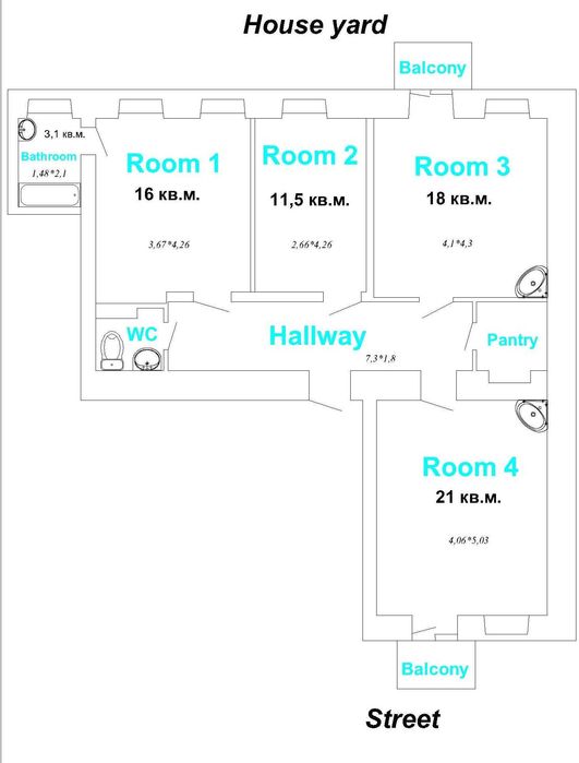 Сонячний простір! Центр, тепло + вода + балкон