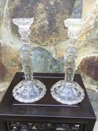 Par de castiçais vidro Português Antigo 25 cm