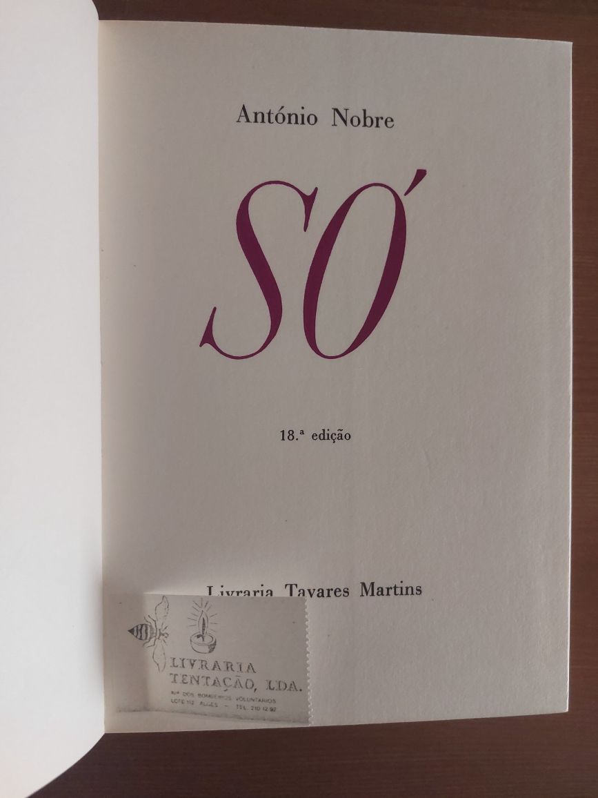 L " Só " De António Nobre - Tavares Martins (Optimo Estado)
