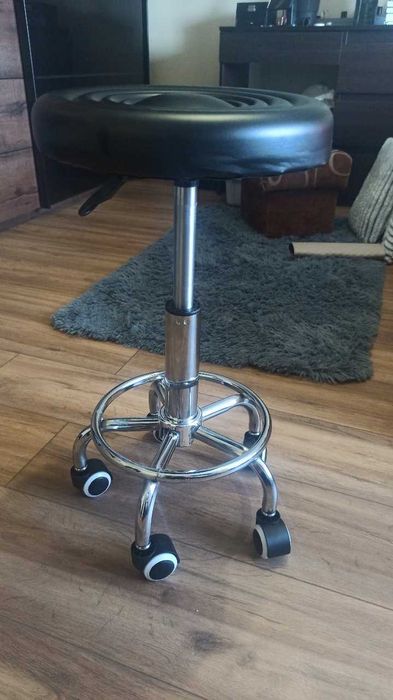 NOWY Hoker Krzesło Czarny Do Kuchni Barowy Taboret Fryzjerski Obrotowy