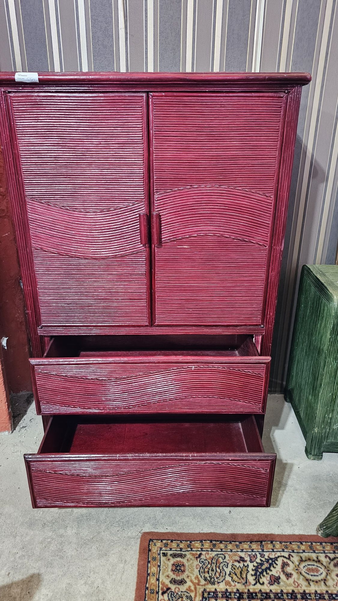 Rattanowa komoda barek szafka bordo #505 Antyki Stylowy Węgrów