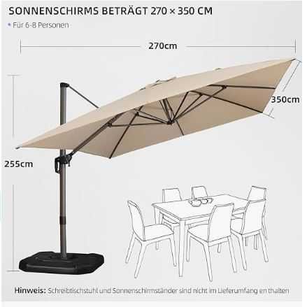 Obrotowy parasol ogrodowy 270x330cm PURPLE LEAF
