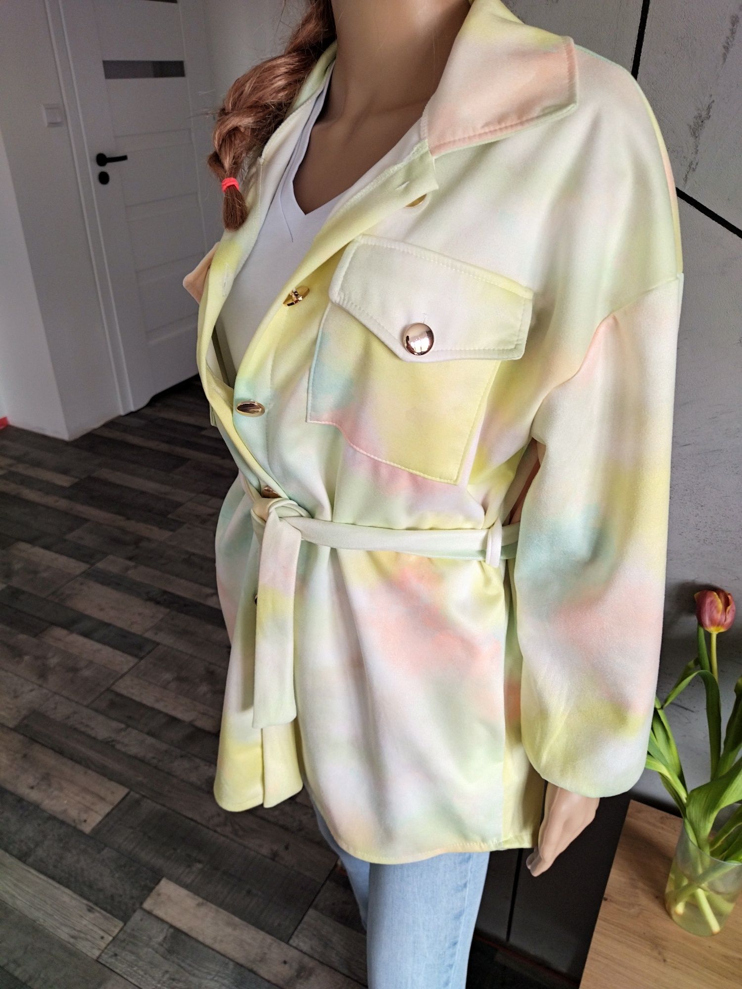 Koszulowy płaszczyk pastelowy Oversize