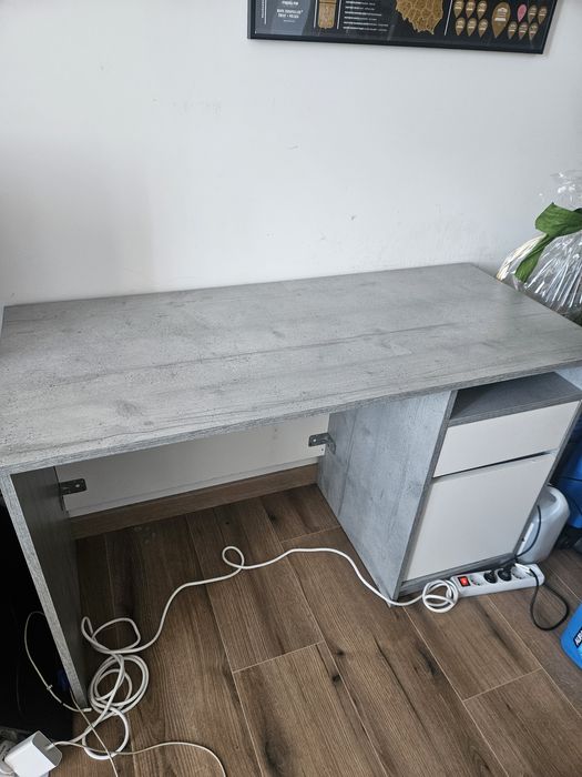 Biurko 120x54cm szaro biale