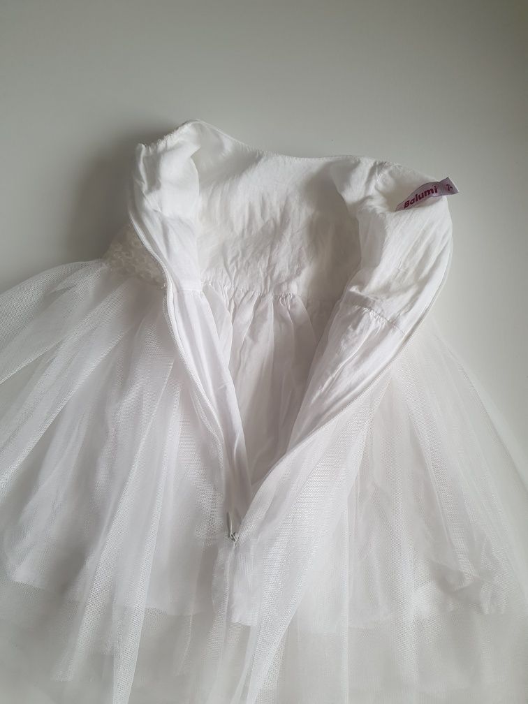 Biała sukienka tiulowa na chrzest ślub wesele r. 74 balumi 5.10.15