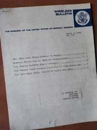 Bibuła Wireless Bulletin 9 kwietnia 1968 r. RARYTAS PRL US Embassy War