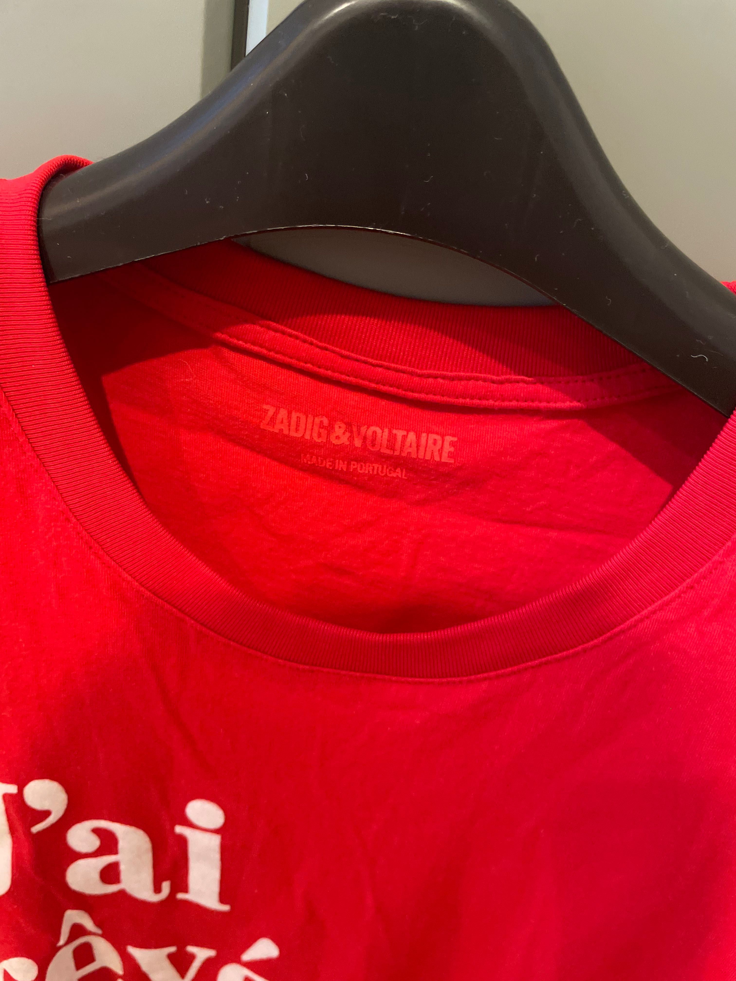 Zadig&Voltaire koszulka tshirt czerwona napis print Francja