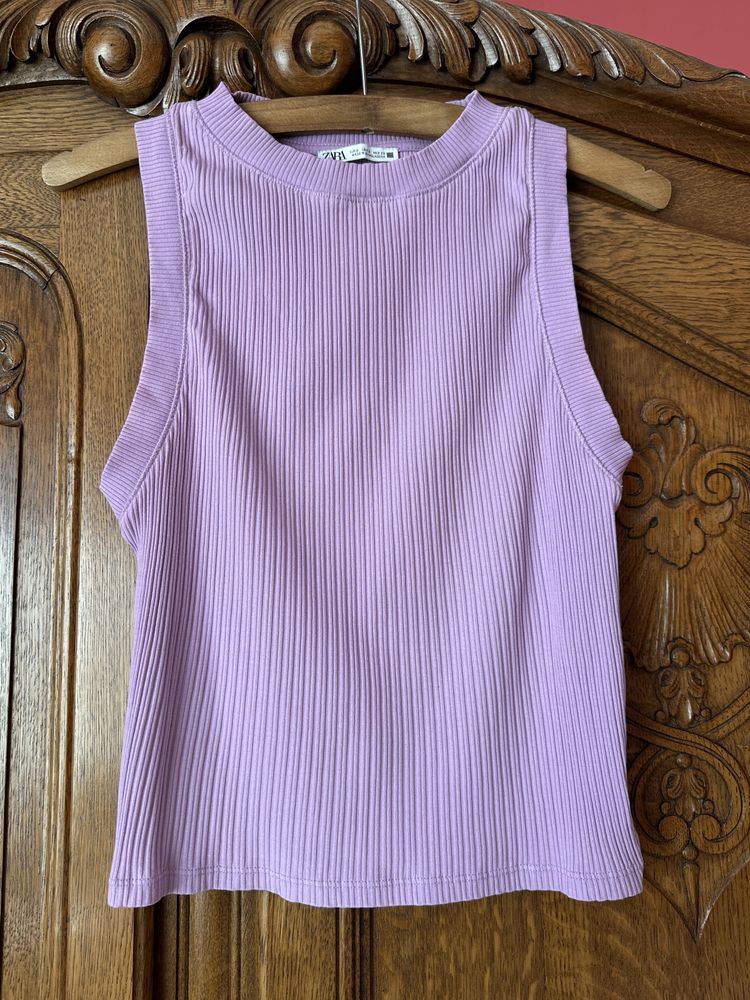 Bluzka top Zara XS/34 liliowa