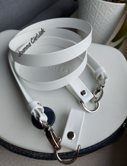 BIAŁY eco pasek pod LATTE + zaczepy do torebki obag moon light moon