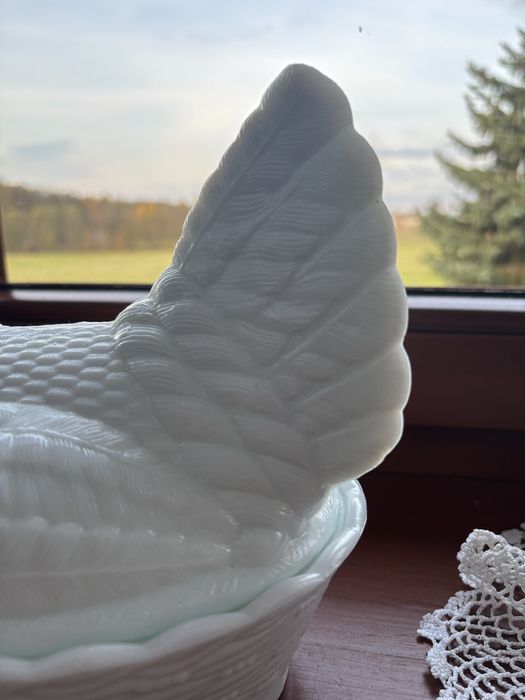 Szklana kura ząbkowice prl stare szkło