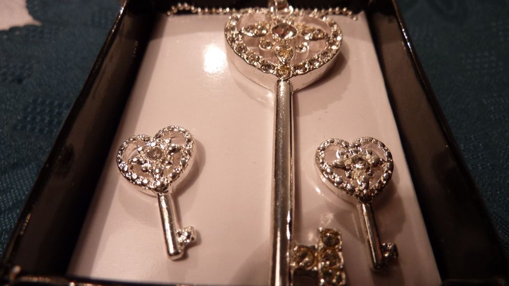 Biżuteria ślubna łańcuszek kolczyki z cyrkoniami