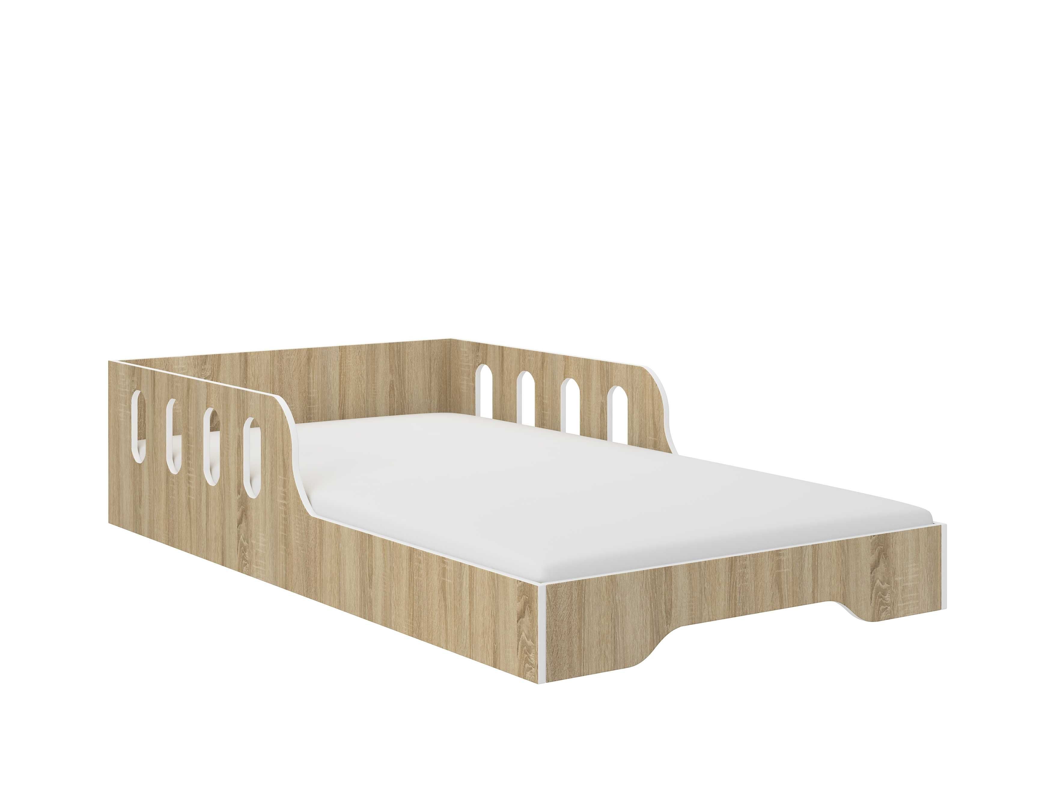 Łóżko dziecięce MALU 160x80 cm – biały lub sonoma + stelaż Nowoczesne