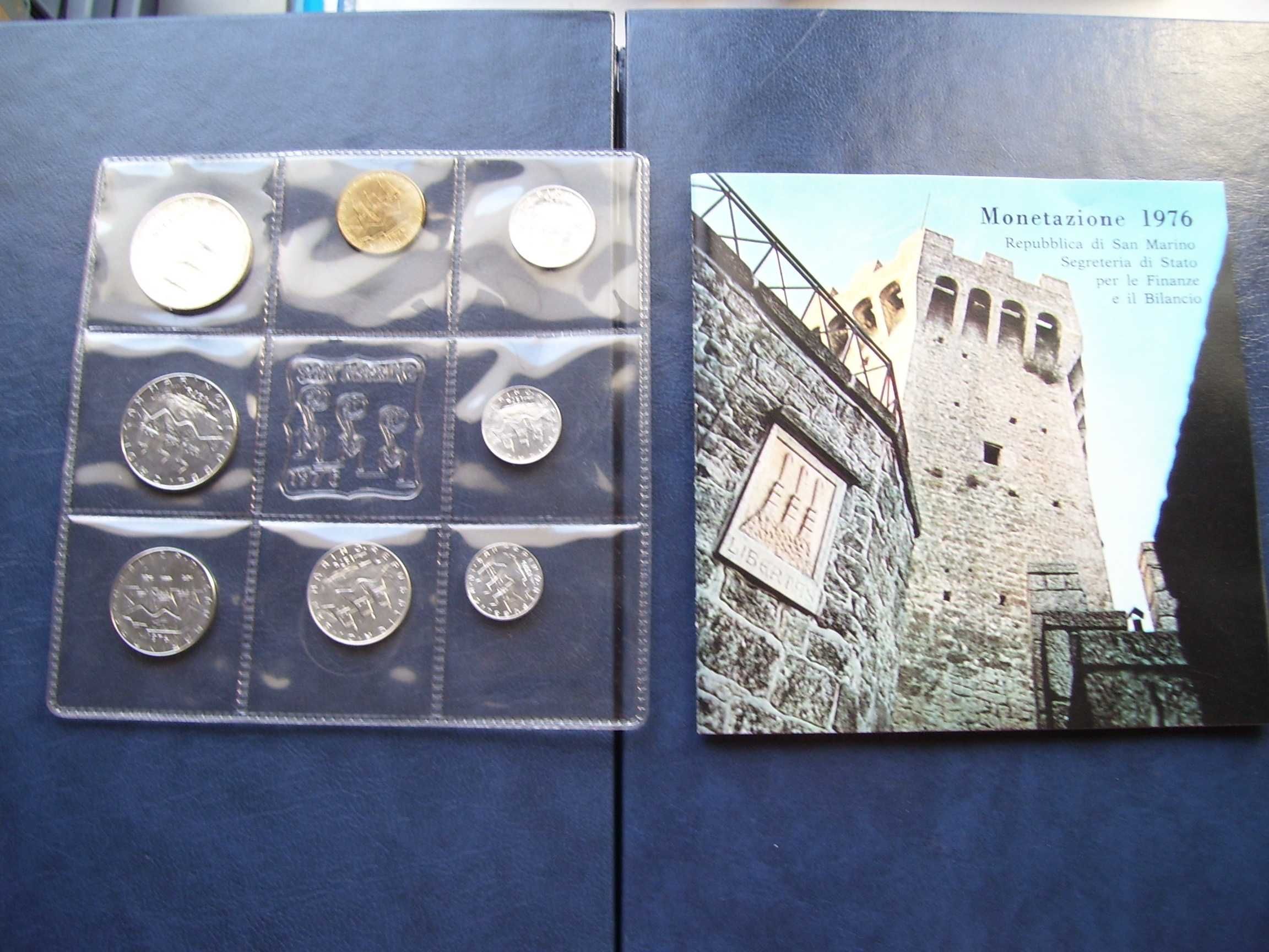 Stare monety Książka Zestaw monet Set 1976 San Marino stan menniczy