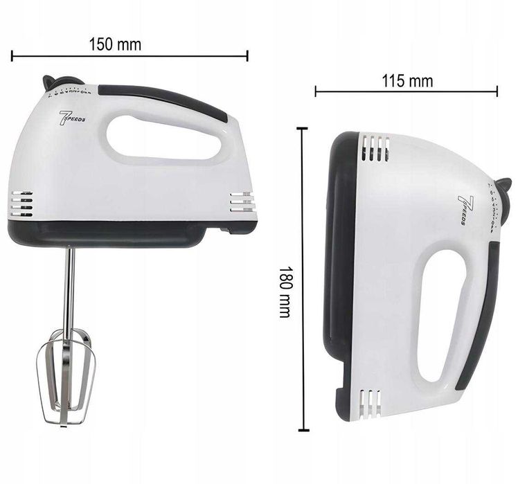 MIKSER RĘCZNY 7prędkości 280w zestaw z 4 końcówkami uniwersalny