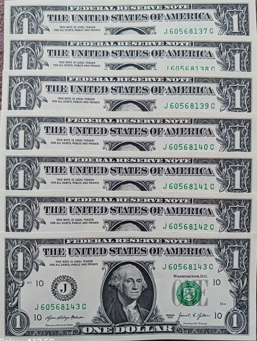 7 x 1 $ USA G.Washington 2021 r. - Kansas City Missouri "J"-mennicze