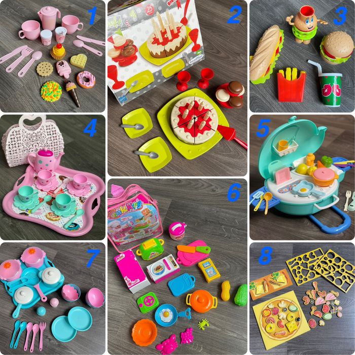 Набір посуду кухня дитяча сервіз чайний піца десерт сендвіч