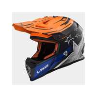 Kask motocyklowy LS2 MX437 Fast L czarno-pomarańczowo-niebieski - NOWE