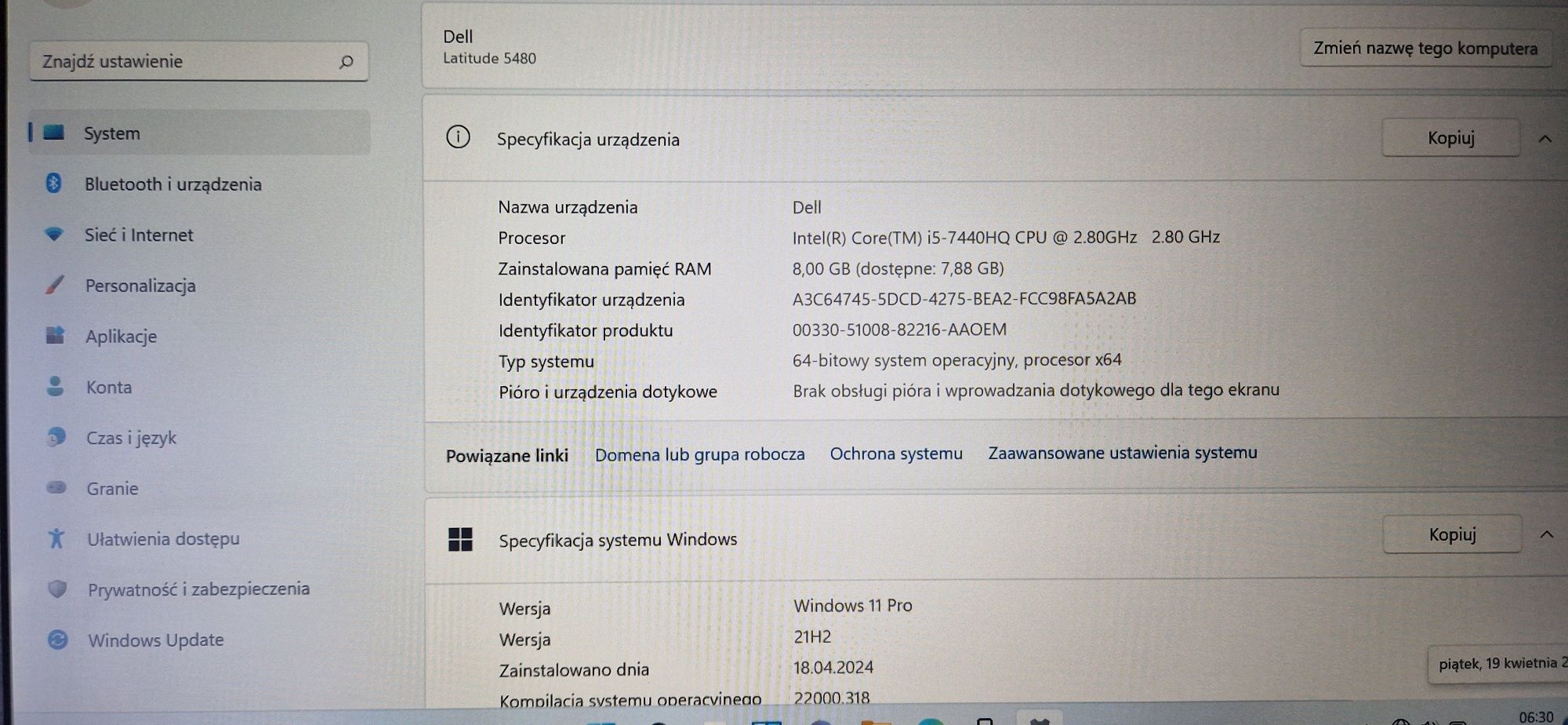 Laptop Dell Latitude 5480 i5, 8 GB RAM, 256 GB SSD