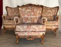 Włoski komplet wypoczynkowy sofa,fotel w stylu Ludwika