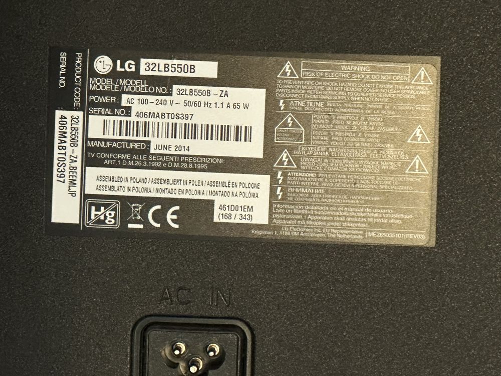 Telewizor LG 32” + uchwyt + dekoder