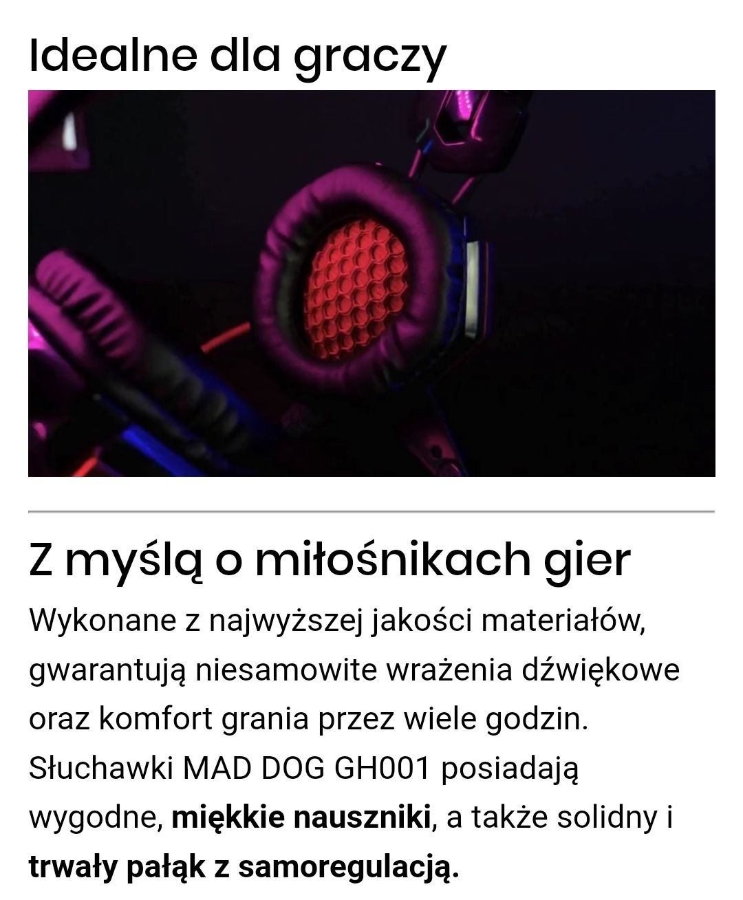 Słuchawki MAD DOG GH001 gamingowe LED