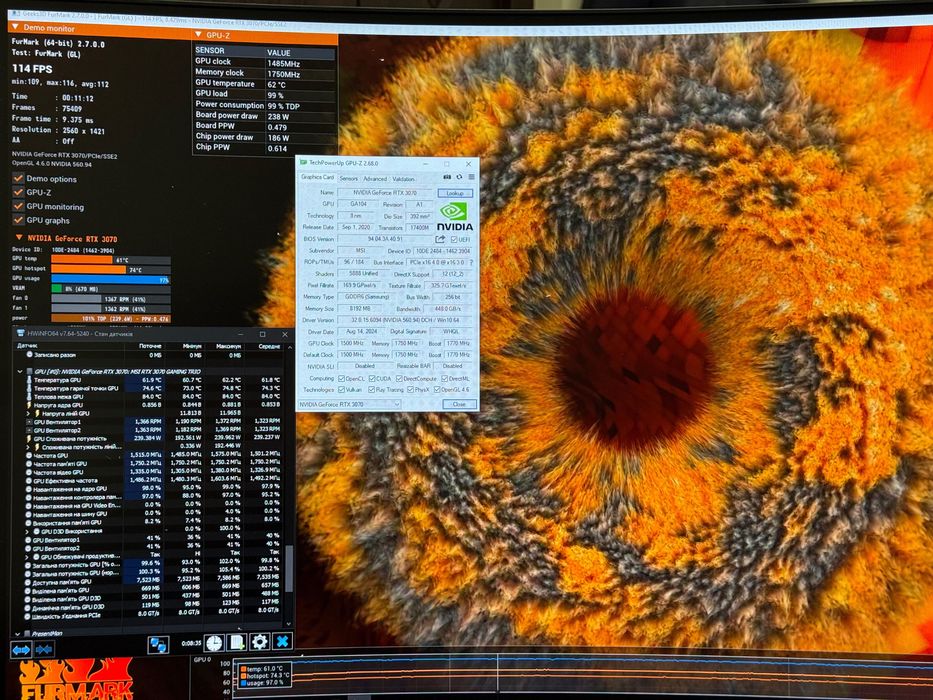 Відеокарта MSI Gaming Trio RTX 3070 8G