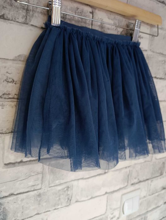 granatowa tiulowa spódniczka galowa spódnica tutu 86-92 z tiulu miękka