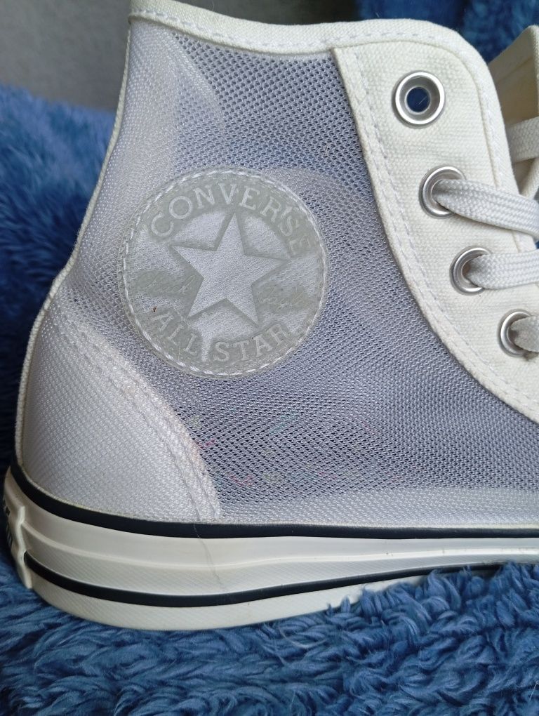 Trampki białe Converse wysokie z siateczką